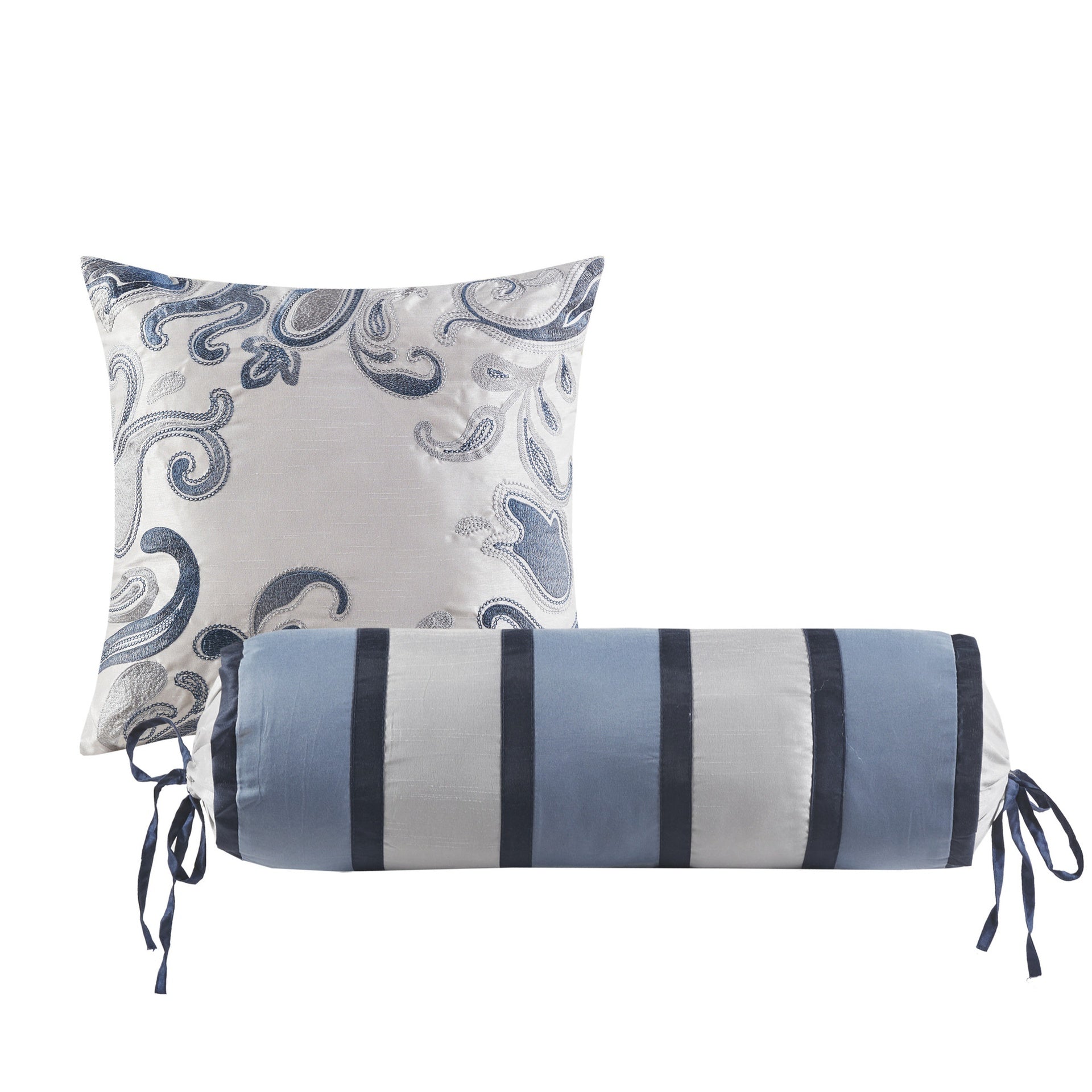 5 Piece Jacquard Bedspread Set with Throw Pillows Navy King