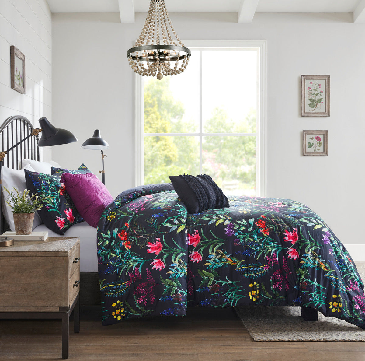 5 Piece Comforter Set Black King/Cal King