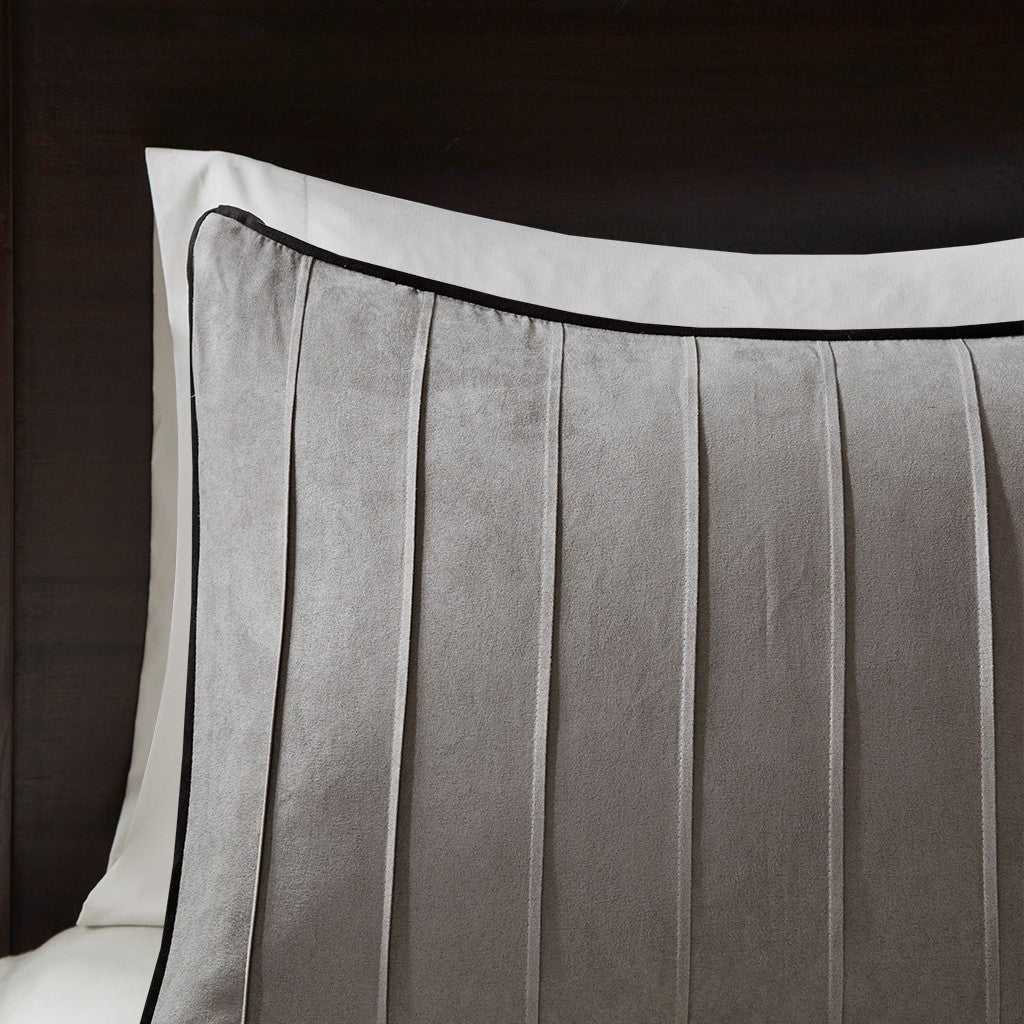 7 Piece Faux Suede Comforter Set Grey King