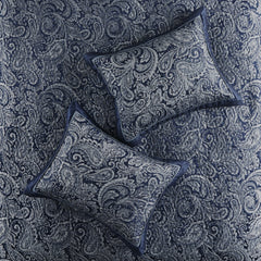 5 Piece Jacquard Bedspread Set with Throw Pillows Navy Queen