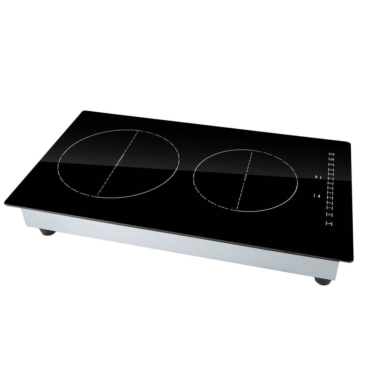 Electric Cooktop, 2 Burners, 12'' Induction Stove Top, Built-in Magnetic Cooktop 3000W, 9 Heating Level Multifunctional Burner, LED Touch Screen w/ Child Lock & Over-Temperature Protection