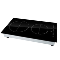 Electric Cooktop, 2 Burners, 12'' Induction Stove Top, Built-in Magnetic Cooktop 3000W, 9 Heating Level Multifunctional Burner, LED Touch Screen w/ Child Lock & Over-Temperature Protection