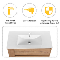 36" Wall-Mounted Bathroom Vanity With Sink and Storage Rack, 2-Soft Close Drawer,00612IMO-05536IMO Combination Cabinet(KD-Packing)