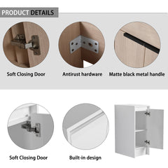 84 Inch Freestanding Bathroom Vanity with Ceramic Sink and Storage Cabinets, Soft Closing Door, 02436*2+0312 Combination Cabinet, KD-Package