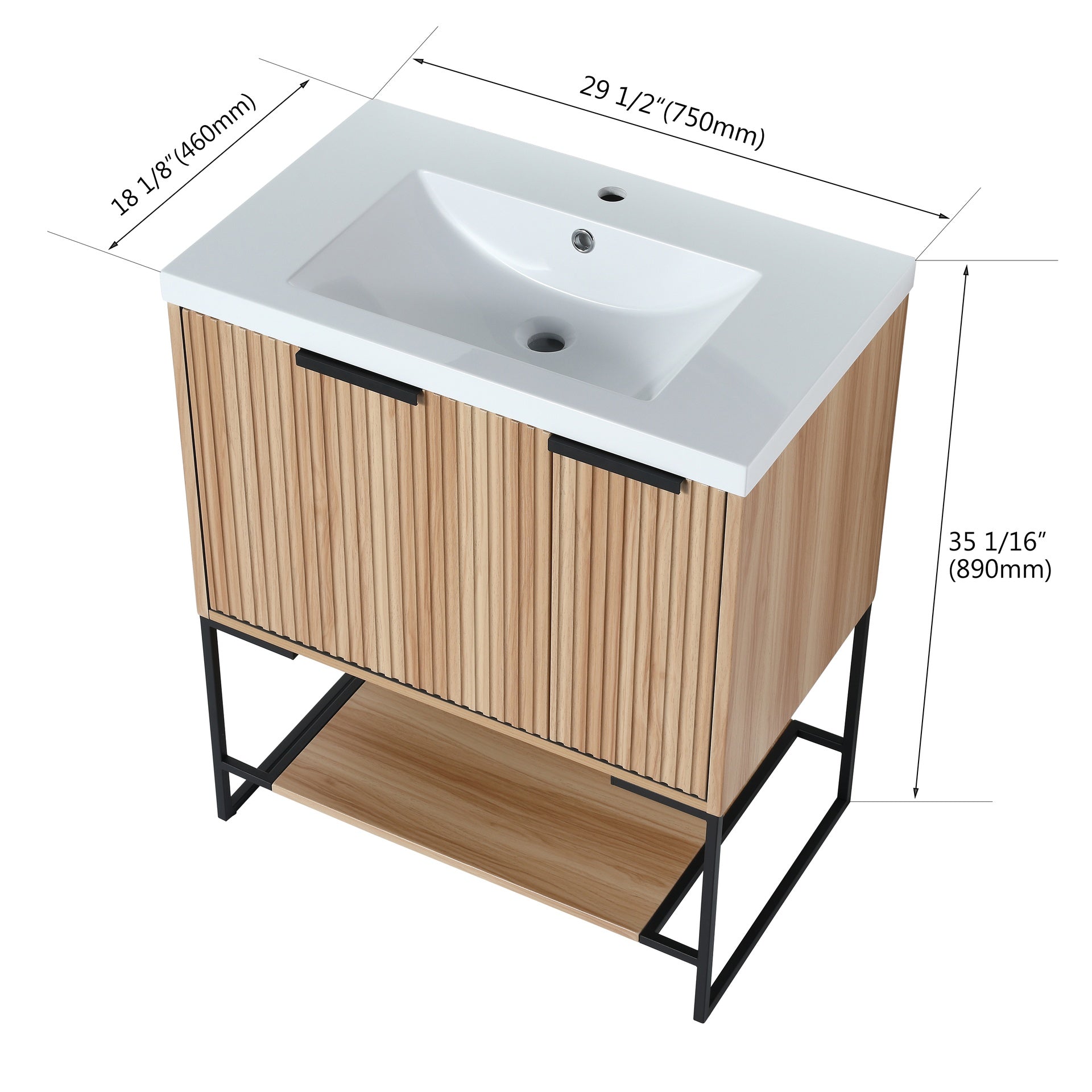30 Inch Freestanding Bathroom Vanity With Resin Basin,30x18,(W99981923)