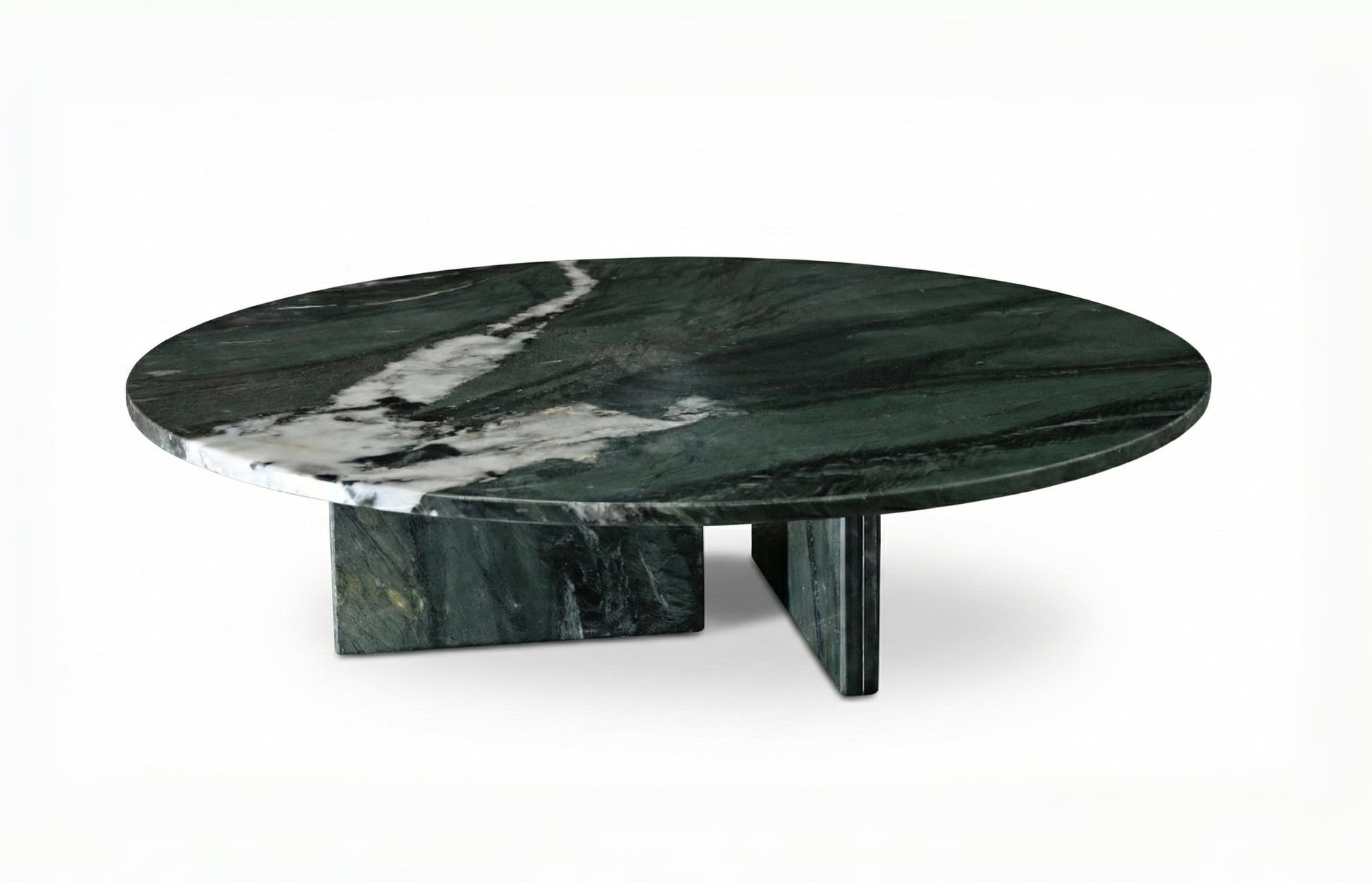 Green natural marble coffee table, living room table,natural stone, Ø35.4 h9.8 Inch/Ø90 h25 cm, genuine marble, real marble