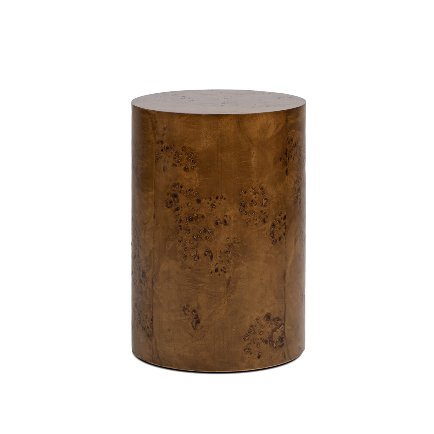 Nebula 22" Accent Pillar Side Table, Medium Brown Walnut Burl Wood