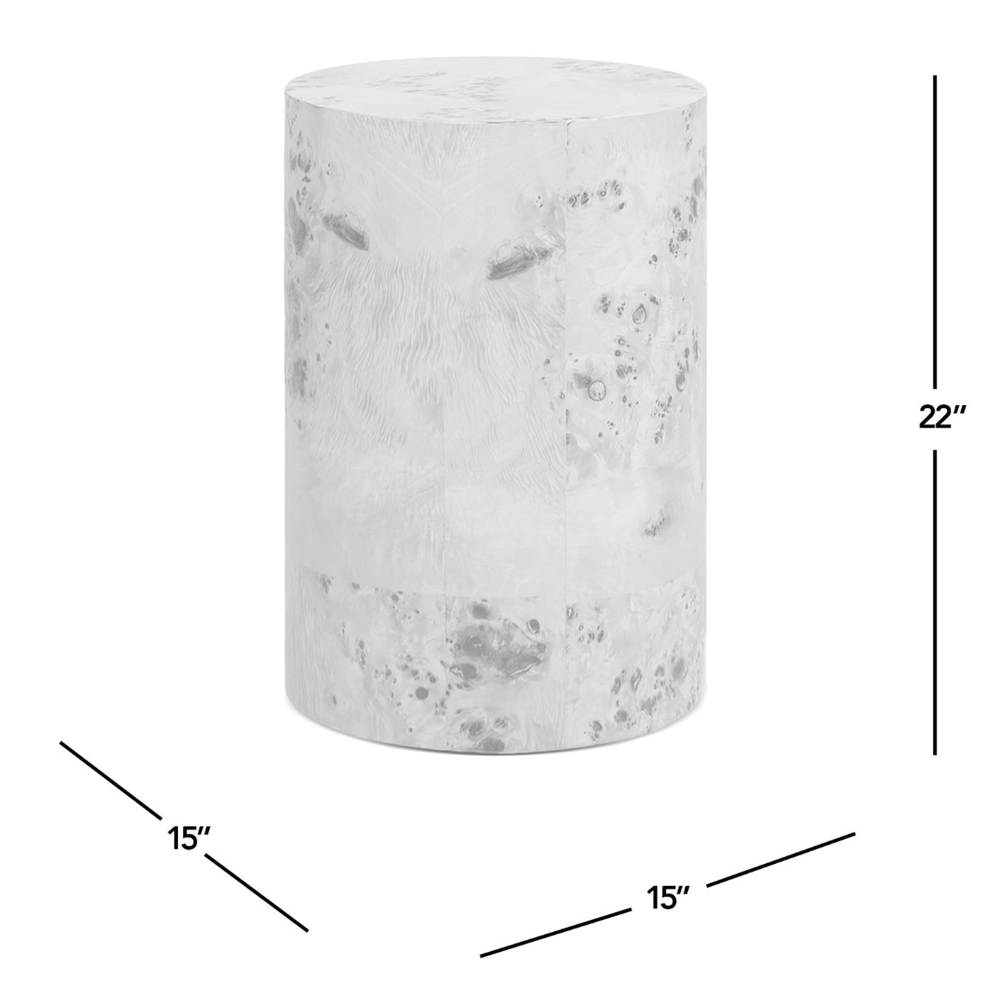 Nebula 22" Accent Pillar Side Table, Medium Brown Walnut Burl Wood