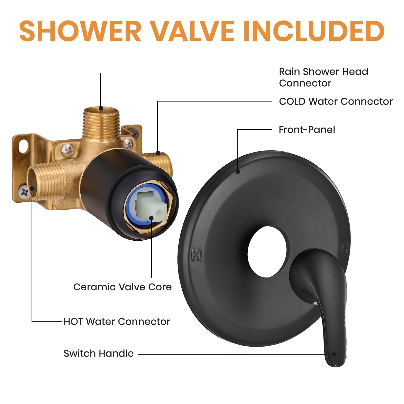 High Pressure 2-Setting Full Matte Black Handheld Shower Head with Stainless Steel Hose