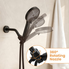 High Pressure 2-Setting Full Matte Black Handheld Shower Head with Stainless Steel Hose