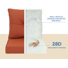 Outdoor Deep Seat Cushions for Patio Furniture, Waterproof Replacement Patio Chair Cushions Set of 2, 24 x 24 x 4 Inch,sewn circle tack Red