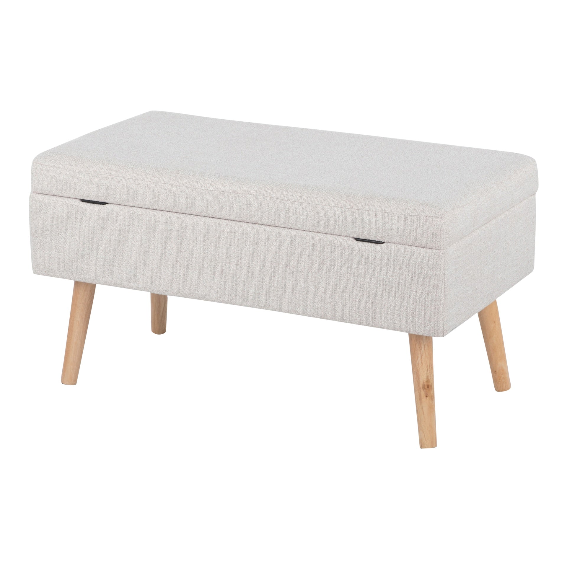 Storage Contemporary Bench in Natural Wood and Beige Fabric by LumiSource