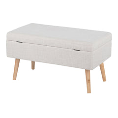 Storage Contemporary Bench in Natural Wood and Beige Fabric by LumiSource