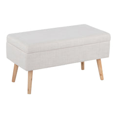 Storage Contemporary Bench in Natural Wood and Beige Fabric by LumiSource