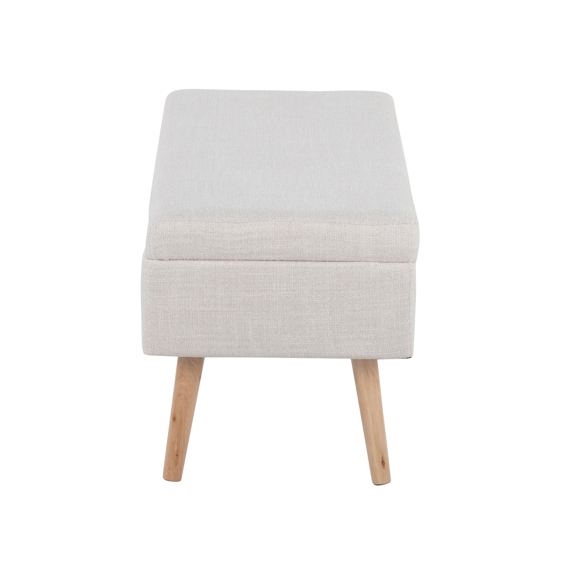 Storage Contemporary Bench in Natural Wood and Beige Fabric by LumiSource