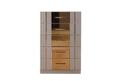 Lorenzo Gold Detailed 5 Drawer Chest made with Wood in Gray (NJ Warehouse Warehouse)