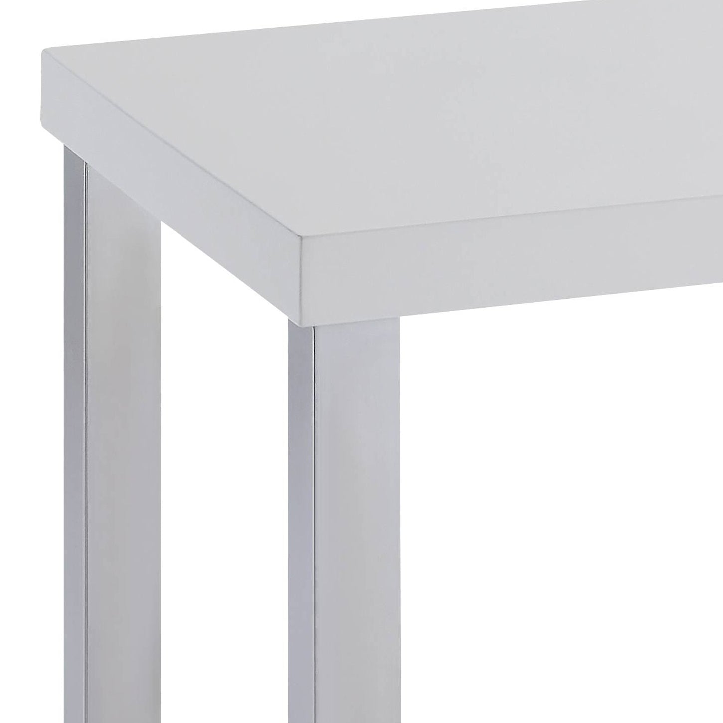 White High Gloss and Chrome End Table