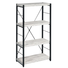 Antique White and Black 3-shelf Bookcase