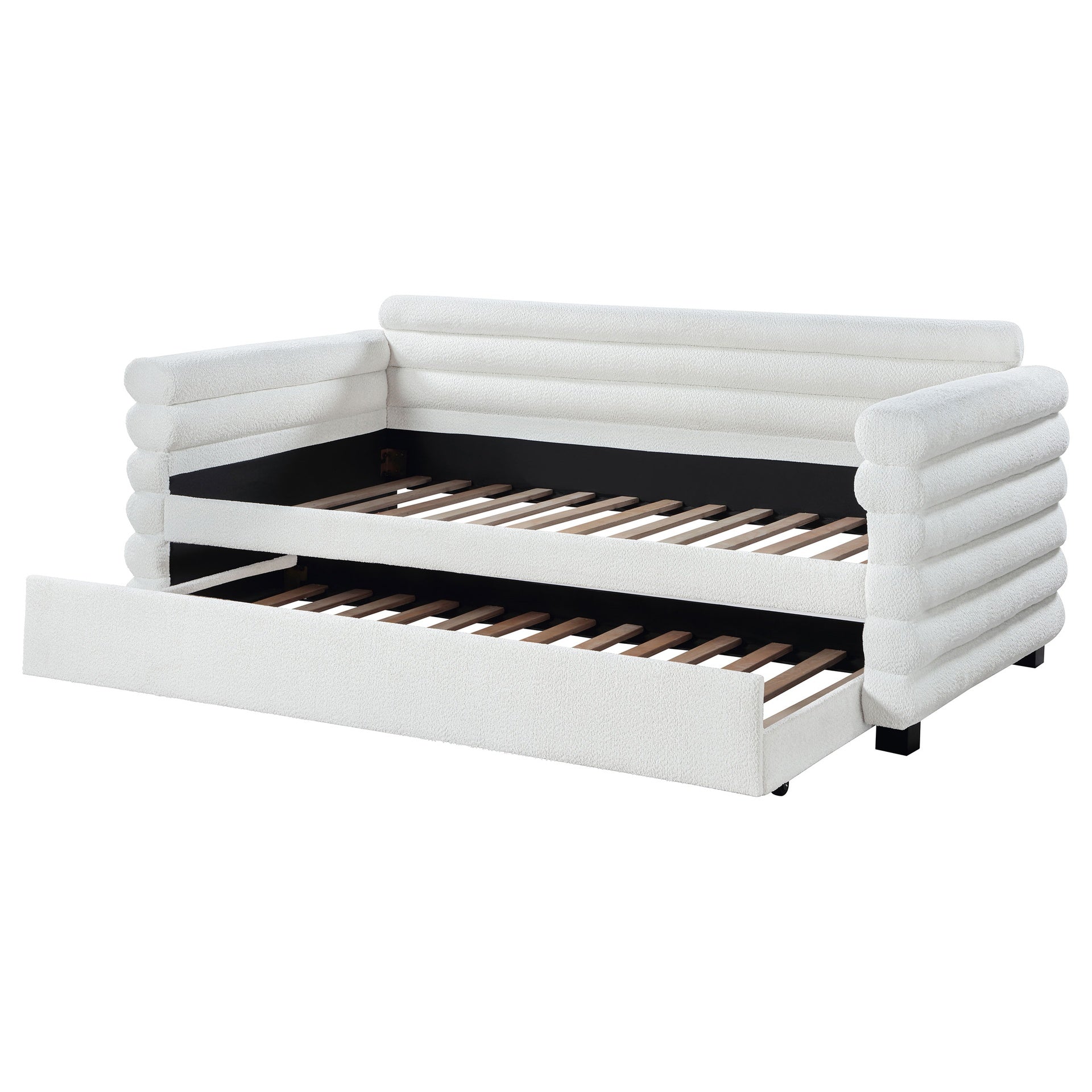 Fandango White Upholstered Twin Day Bed with Trundle