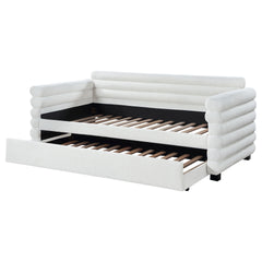 Fandango White Upholstered Twin Day Bed with Trundle
