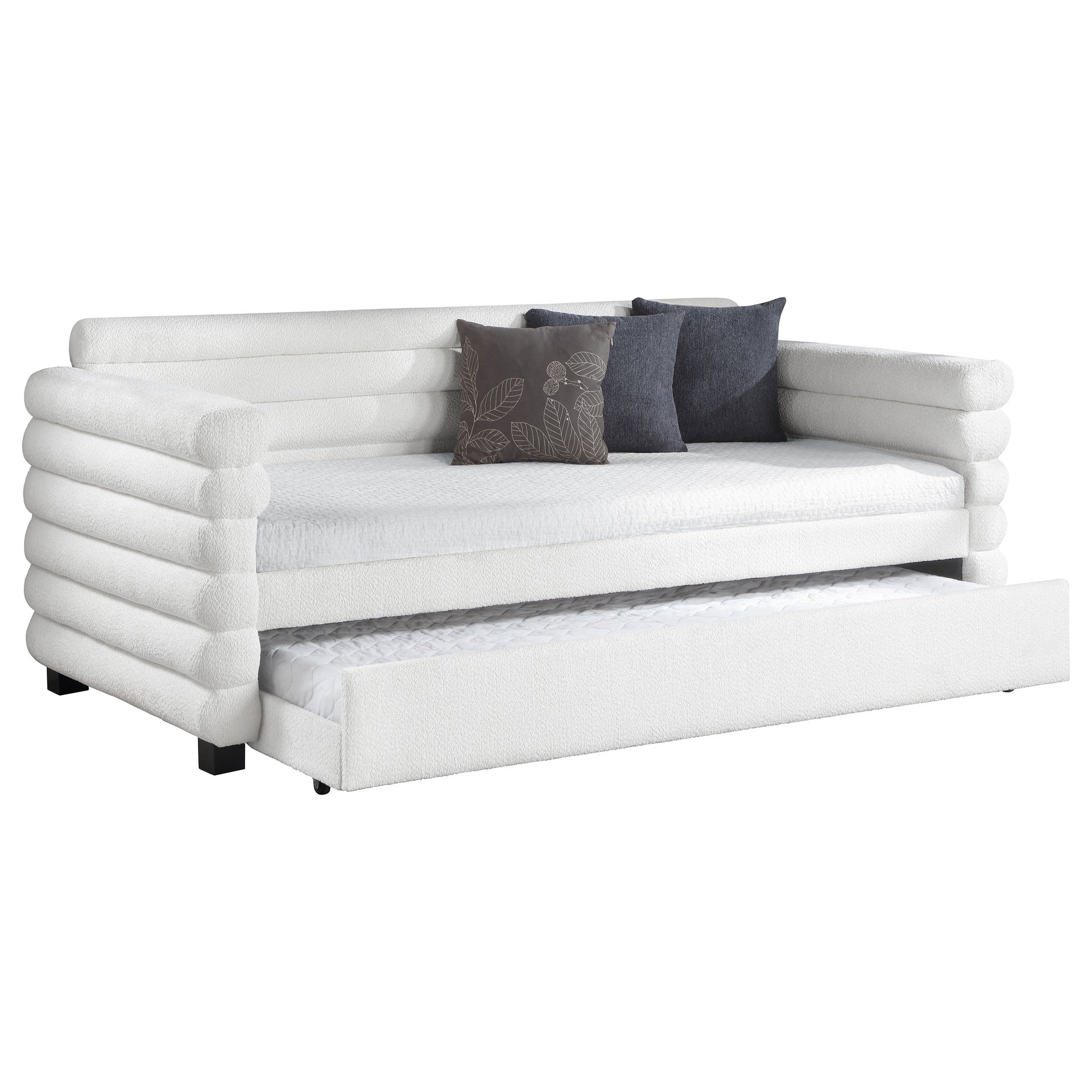 Fandango White Upholstered Twin Day Bed with Trundle