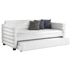 Fandango White Upholstered Twin Day Bed with Trundle