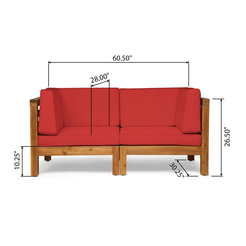 OANA 2-Piece LOVE SEAT SET, RED