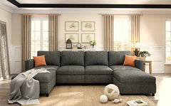 Modern Large Sectional Sofa, U-Shape Modular Sectional Couch with Storage Function,123" Sofa Bed with Ottoman,6 Seat Sectionals Chaise for Living Room,Chenille