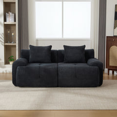 73" Modern Modular Sectional Sofa Loveseat, 2 Seater Tufted Comfy Cloud Tufted Floor Convertible Couch with 2 Pillows, Boneless Conversion Sofa for Living Room,Office, Apartment,Guestroom, Charcoal