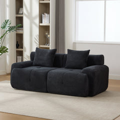 73" Modern Modular Sectional Sofa Loveseat, 2 Seater Tufted Comfy Cloud Tufted Floor Convertible Couch with 2 Pillows, Boneless Conversion Sofa for Living Room,Office, Apartment,Guestroom, Charcoal