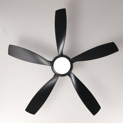 56 Inch 5 PCS ABS Blades  Ceiling Fan With Light Kit 3 Color LED Light Source, DC 6 Speed ,Remote Control Ceiling Fan  for Patio Living Room, Bedroom, Office,Indoor.(( Matte Black  )