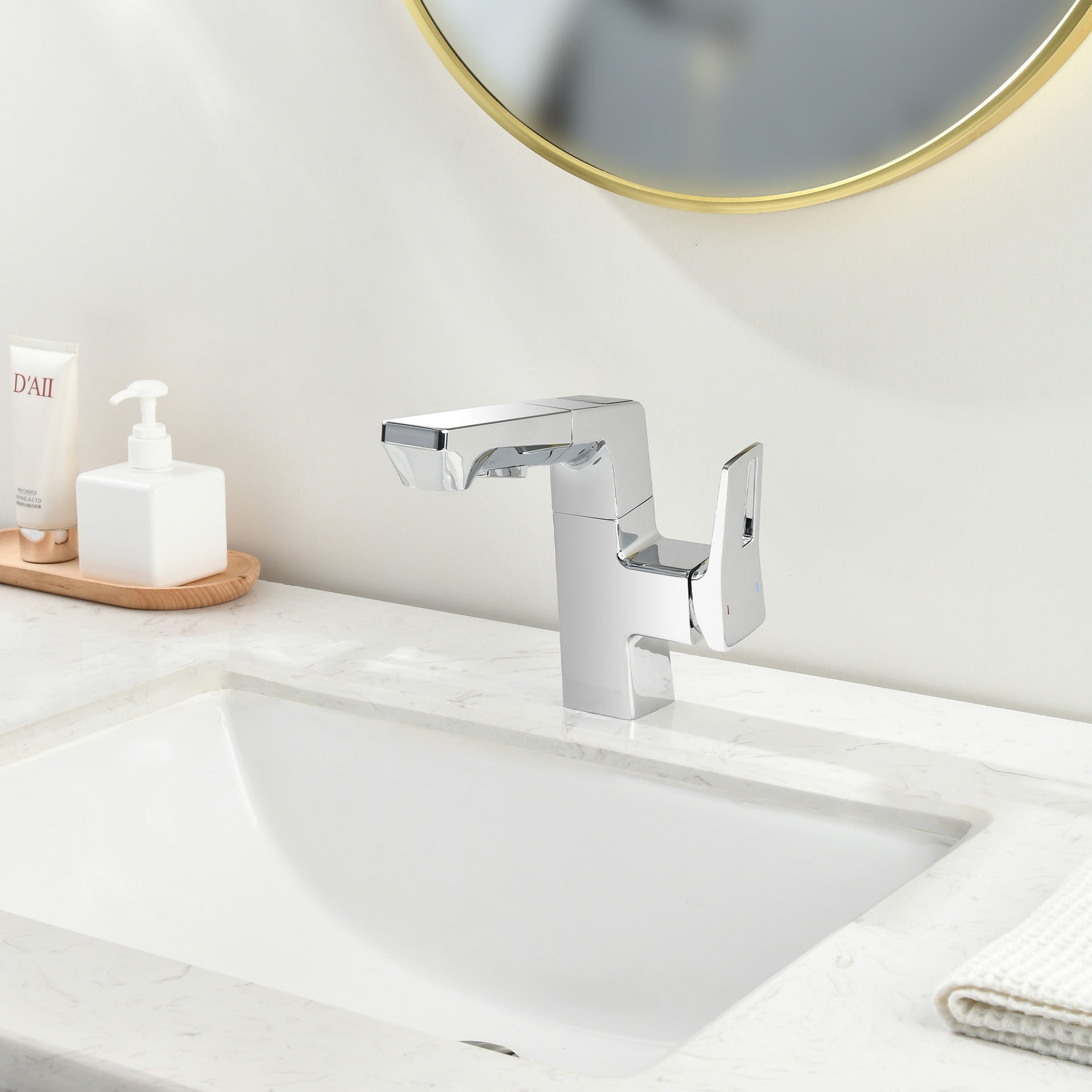 Smart LED Bathroom Faucet Chrome - Temperature Digital Display, Pull Down Sprayer for RV and Home Sinks