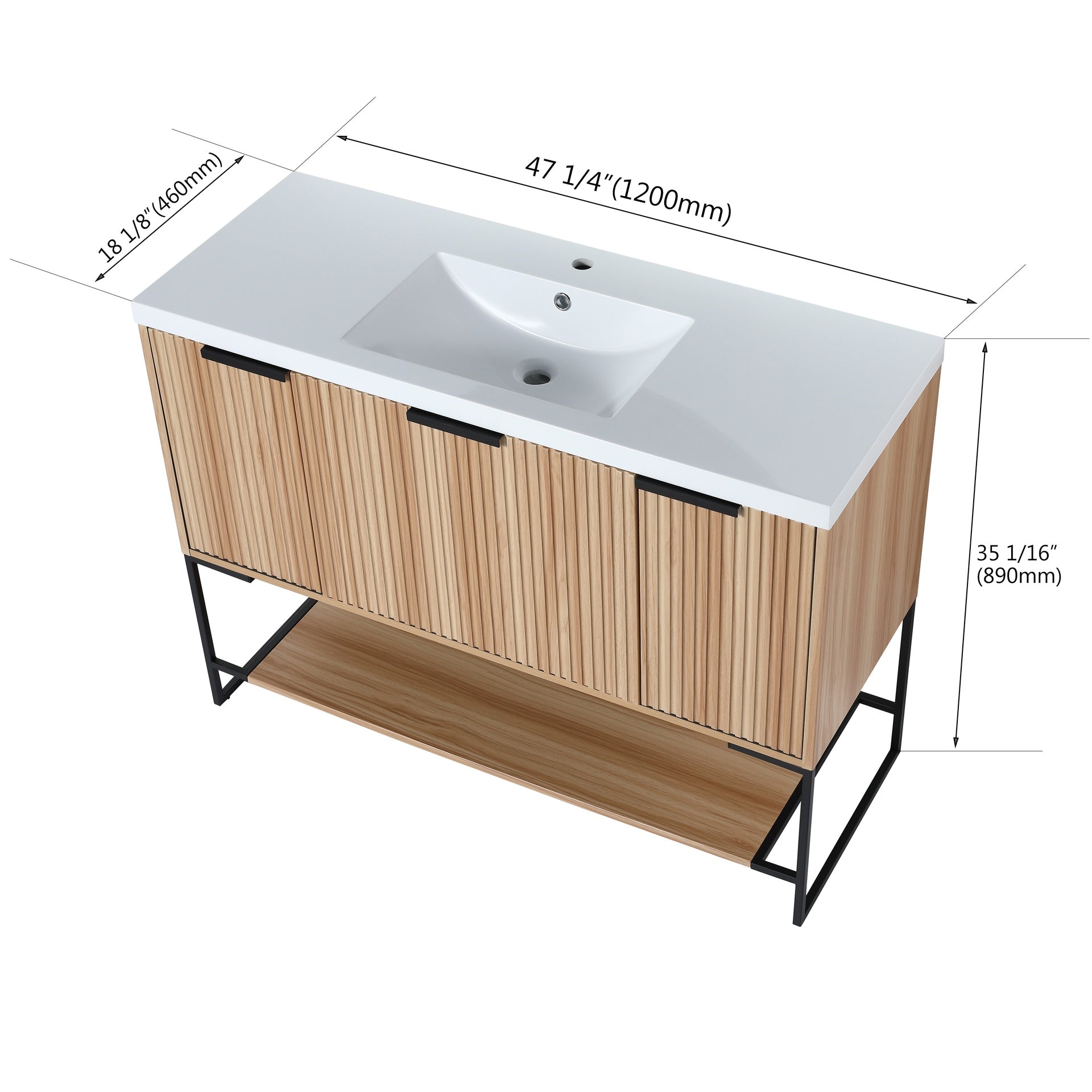 48 Inch Freestanding Bathroom Vanity With Resin Basin,48x18-W99951400