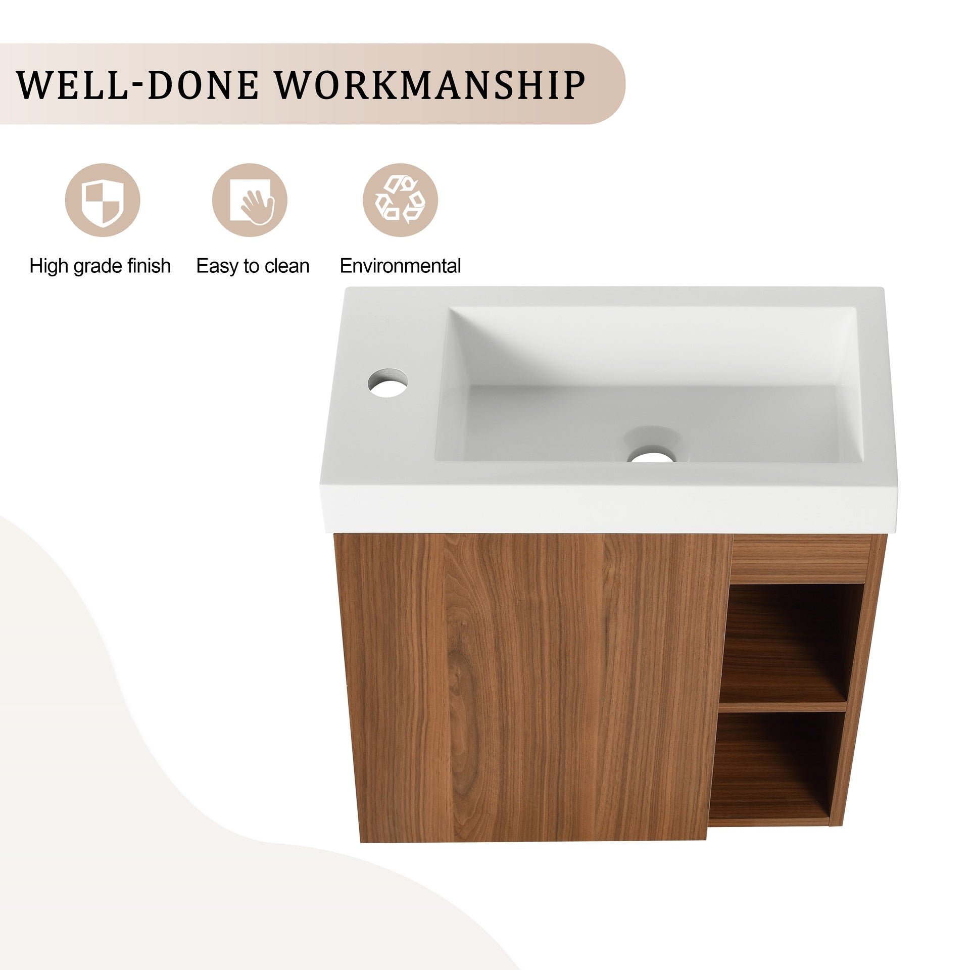 20'' Floating Wall-Mounted Bathroom Vanity with White Resin Sink & Soft-Close Cabinet Door
