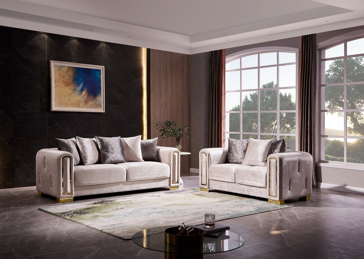 IMPREZA 2Pc Modern Living Room Set in Beige (CA INVENTORY)