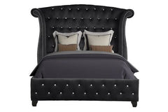 Sophia Upholstery Queen Size Bed Made With Wood in Black Color (CA inventory)