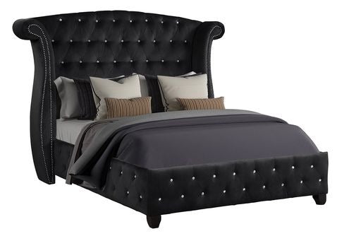 Sophia Upholstery Queen Size Bed Made With Wood in Black Color (CA inventory)