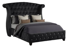 Sophia Upholstery Queen Size Bed Made With Wood in Black Color (CA inventory)