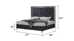 Lavita Modern & Contemporary Style 4 Pc King Upholstered Bedroom Set Made with Wood and Gold Accents in River Sand Grey (NJ Inventory)