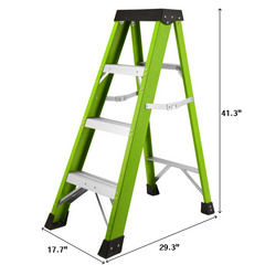 Fiberglass ladder, single-sided stepladder for electrical engineering ladder construction insulation ladder with a load capacity of 330 pounds,green
