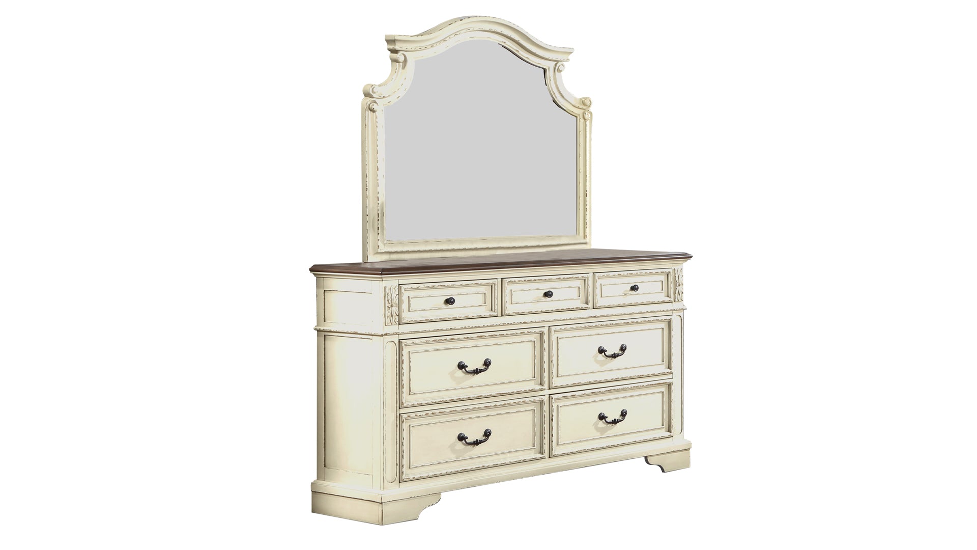 Noble Traditional Style Mirror Made with Wood in Antique Beige