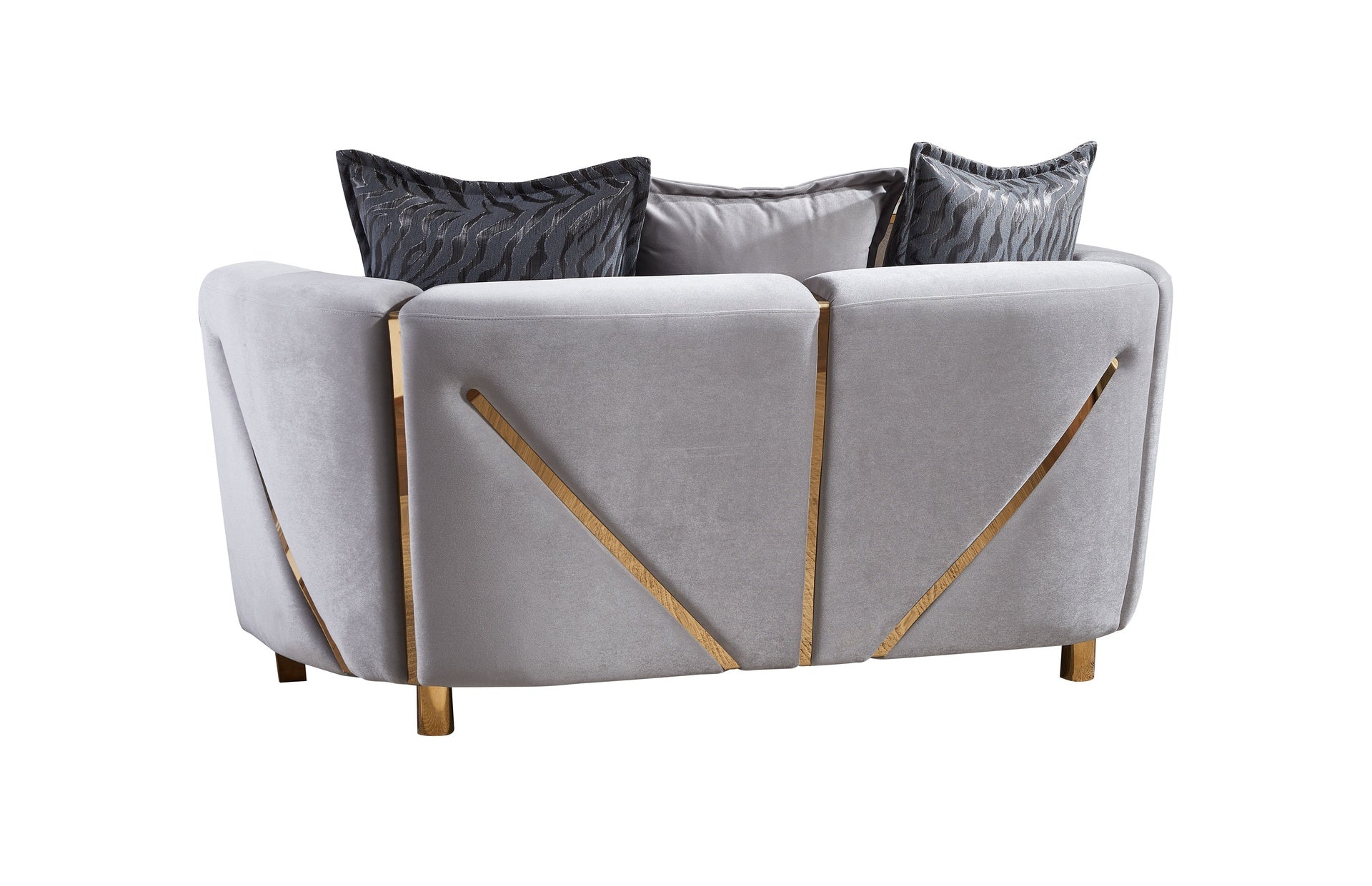 Thick Velvet Fabric Upholstered Loveseat Made With Wood in Gray
