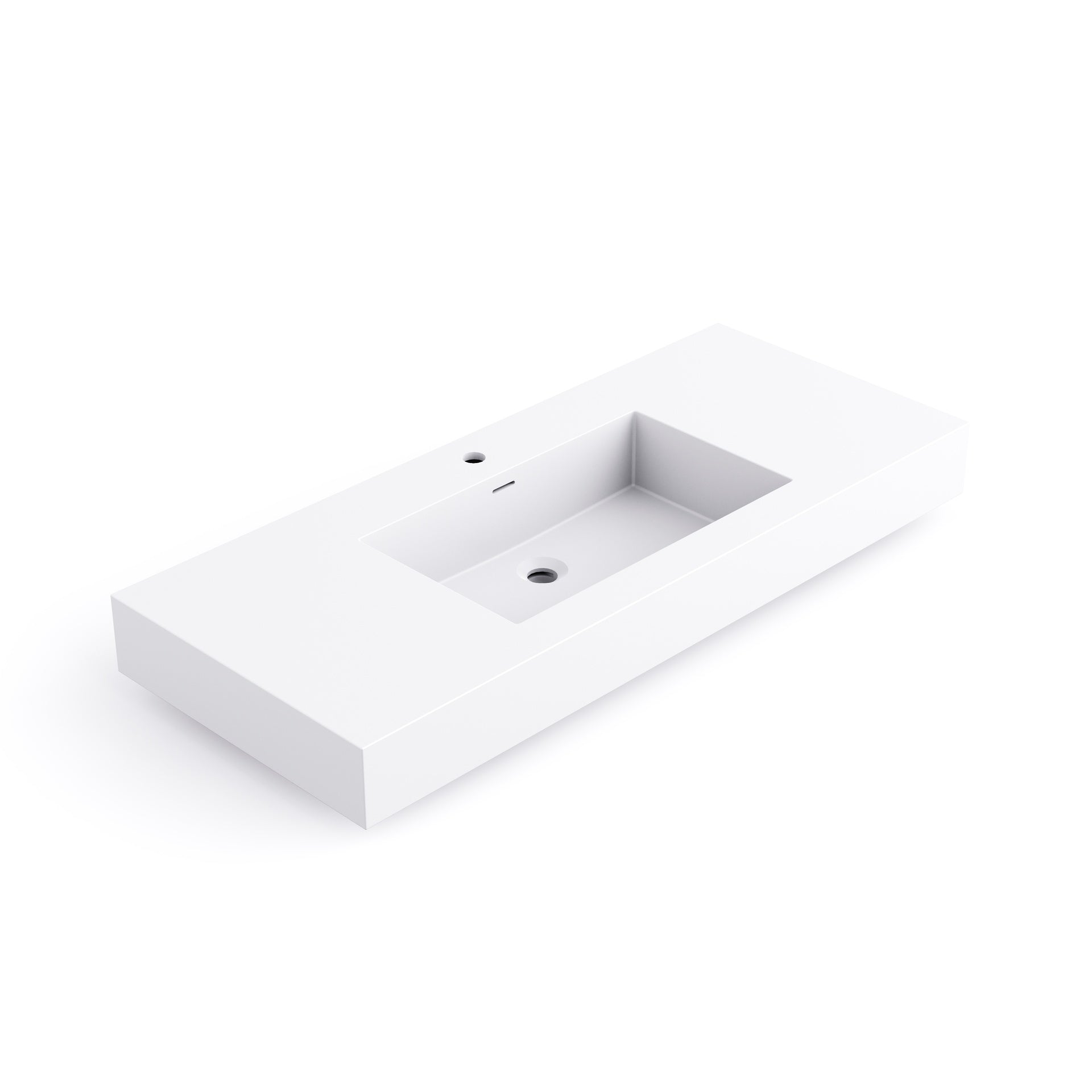 47.2'' Wall-Mount Stone Resin Bathroom Sink Rectangular Vessel Sinks for Bathroom
