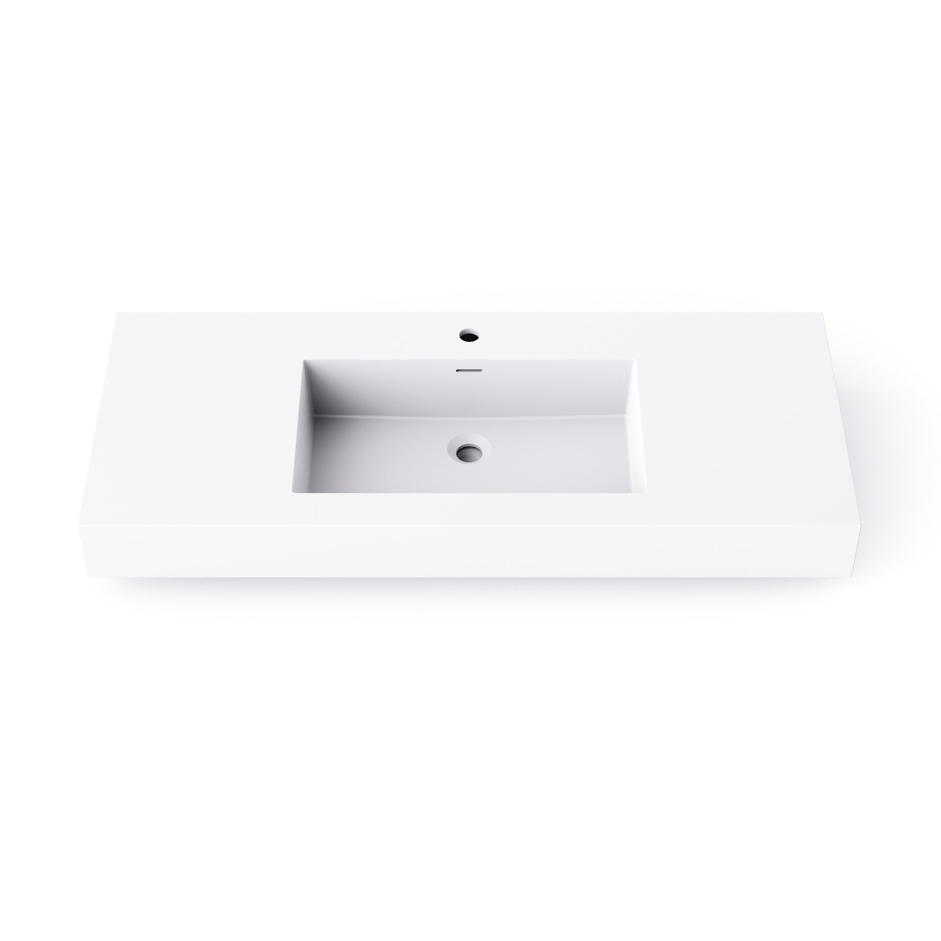 47.2'' Wall-Mount Stone Resin Bathroom Sink Rectangular Vessel Sinks for Bathroom