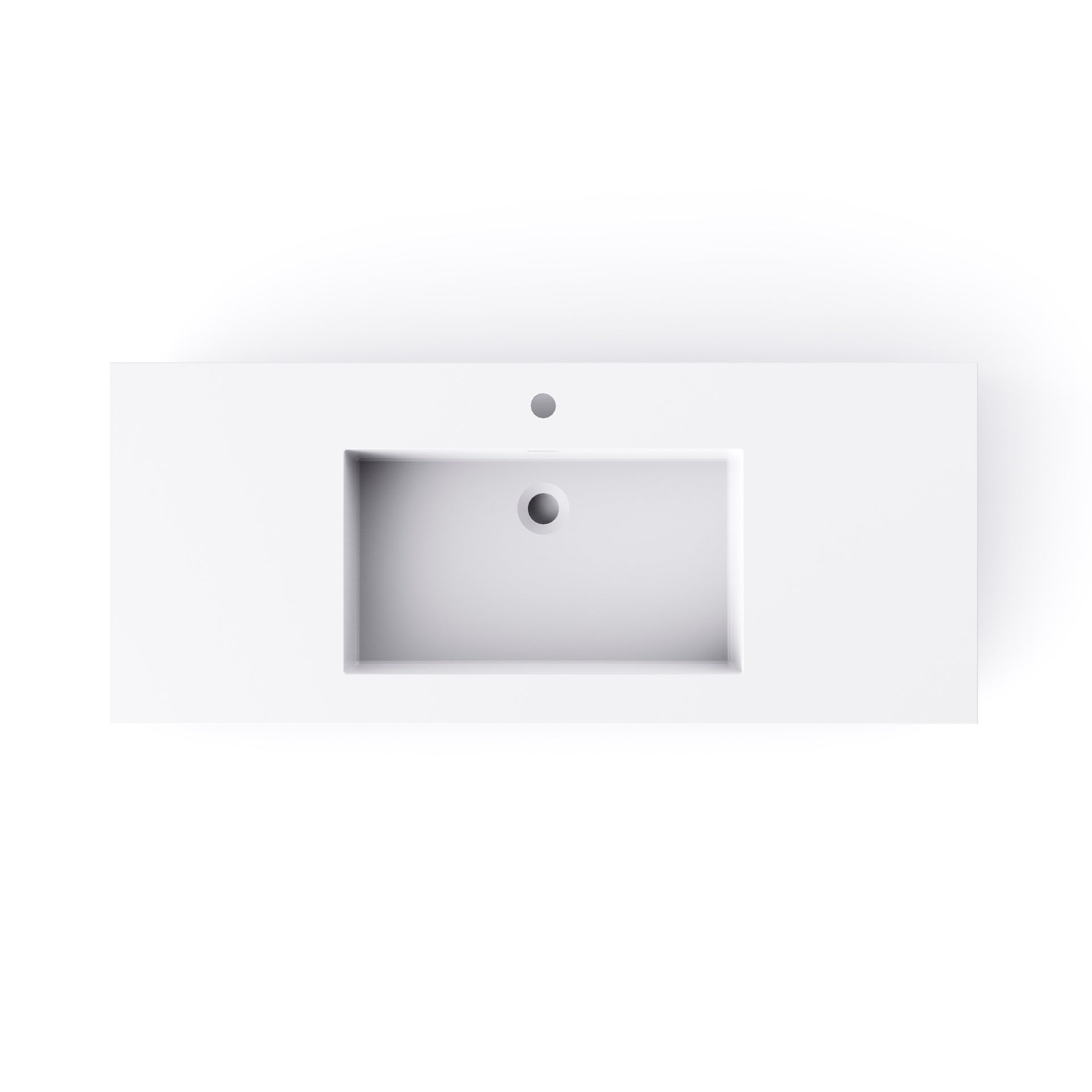 47.2'' Wall-Mount Stone Resin Bathroom Sink Rectangular Vessel Sinks for Bathroom