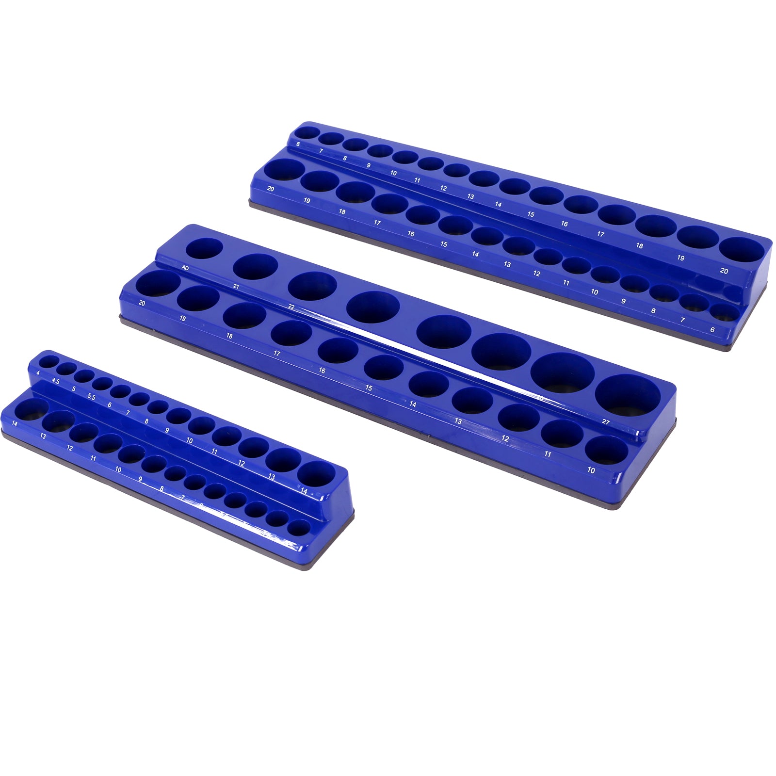 3 Piece metric Magnetic Socket Organizers, Socket Organizers for Toolboxes, Socket Organizer, Magnetic Socket Holder, Black Tool Box Organizer.3set,blue,Metric