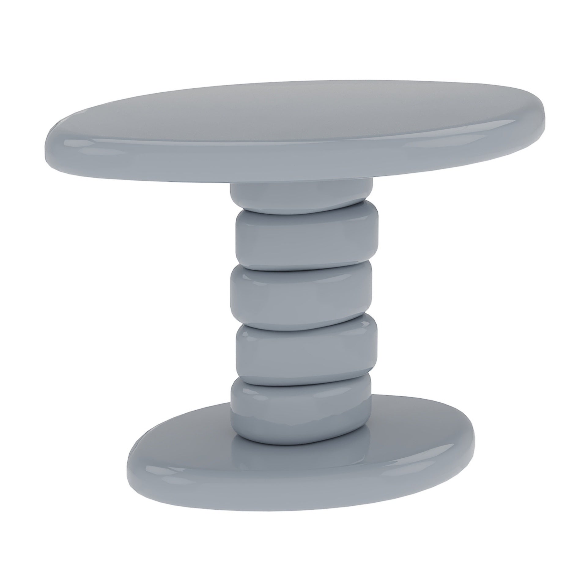 22.6" x 15.7" x 15" Modern Stacked Cobblestone End Table-High Gloss Gray