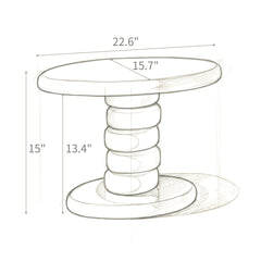 22.6" x 15.7" x 15" Modern Stacked Cobblestone End Table-High Gloss Gray