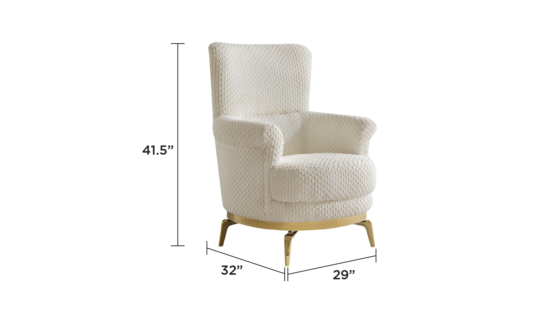 Zoe Modern style 3PC Living room set (Sofa + Loveseat + Chair) made with wood and Gold accents in Cream (CA Warehouse Inventory)