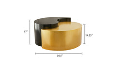 YING YANG Modern & Contemporary Style Coffee Table Made with Iron Sheet Frame in Black & Gold  same as B009140738 (CA inventory)